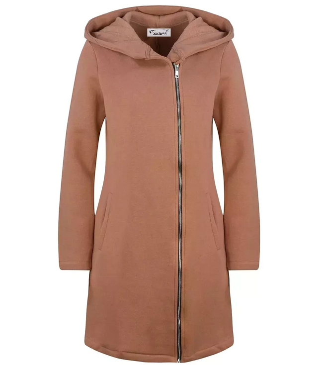 Long sweatshirt overlay asymmetric BASIC zipper