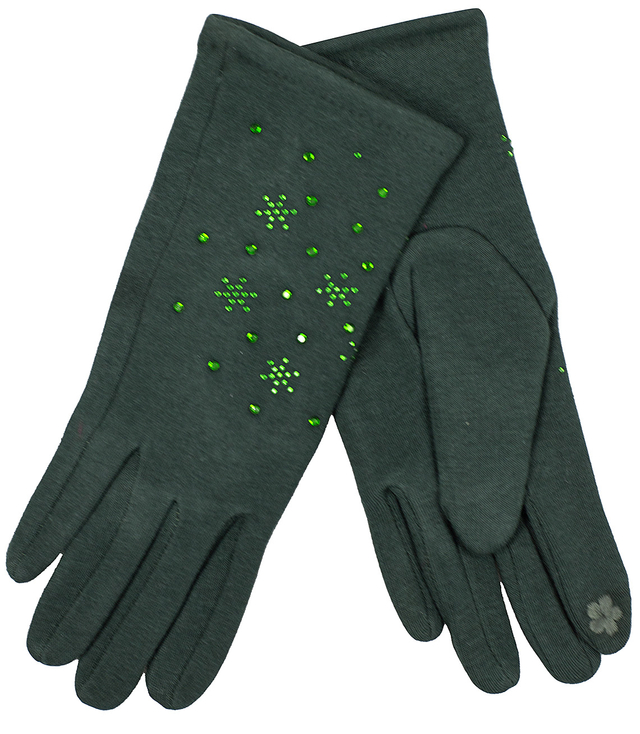 Women's insulated gloves Touch Five-fingered with rhinestones