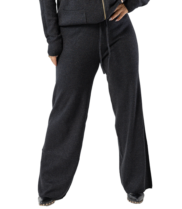 Loose melange knit pants AMELIA