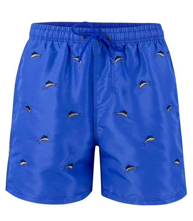 Swim shorts decorated with a summer pattern on the front