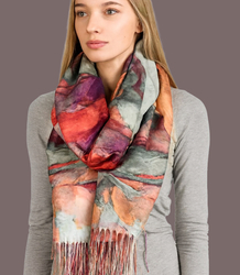 Square shawl scarf for women with tassels AGRAFKA