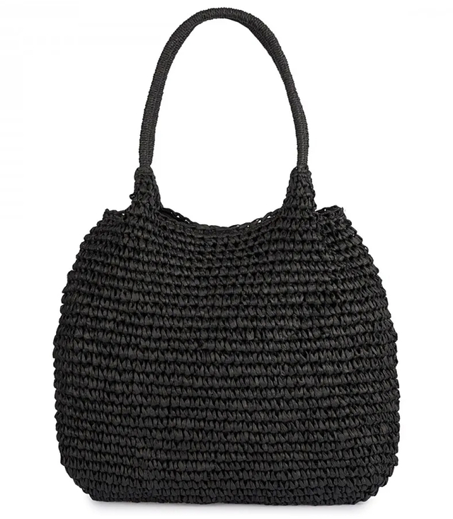 Large braided raffia shoulder bag 