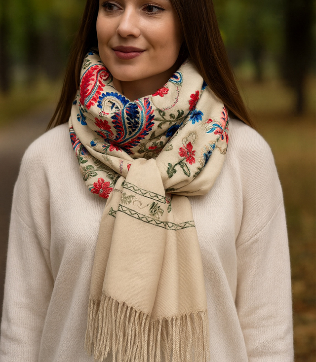 Women's scarf with floral ornament stylish