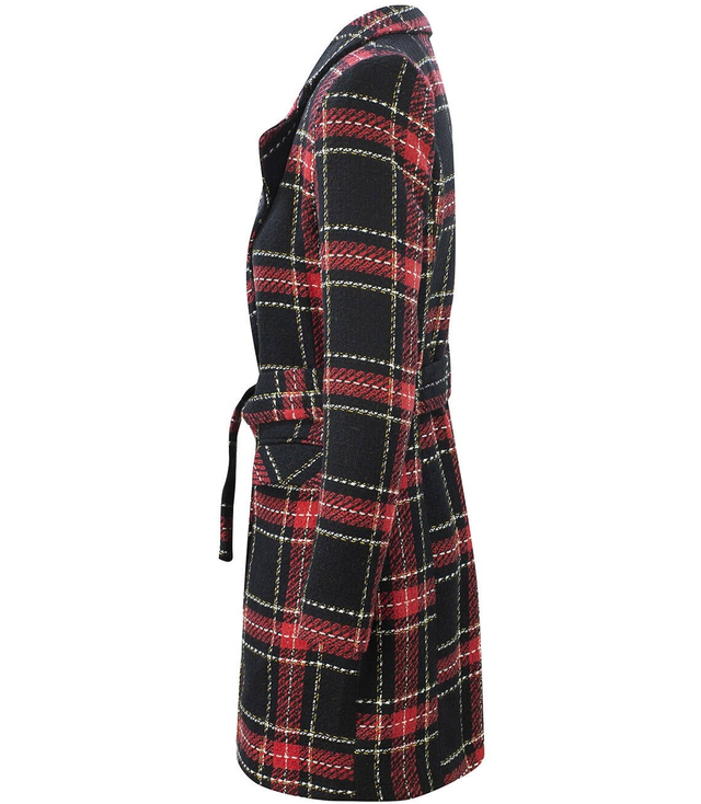 Płaszcz dwurzędowy w kratę klasyczny TWEED