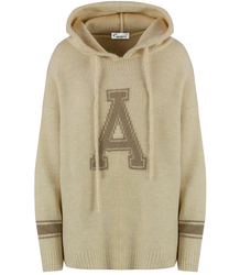 Warm women's sweater with a hood and the letter A Alicja