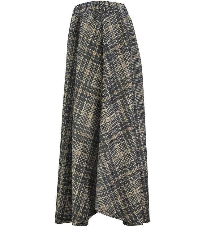 Spódnica rozkloszowana w kratę midi maxi