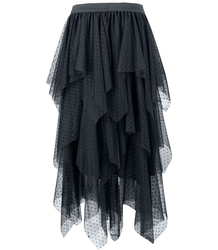 Long asymmetrical skirt with tulle pea ruffles LENA