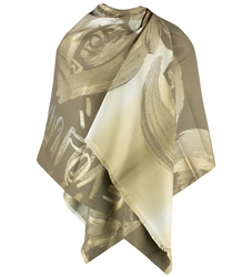 Elegant double-sided scarf with gold thread and floral pattern