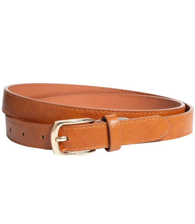 Smooth women's eco leather belt with gold buckle 2.3 cm