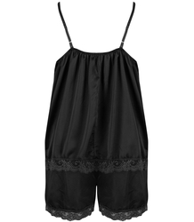 Satin pajama set with lace shorts top petticoat