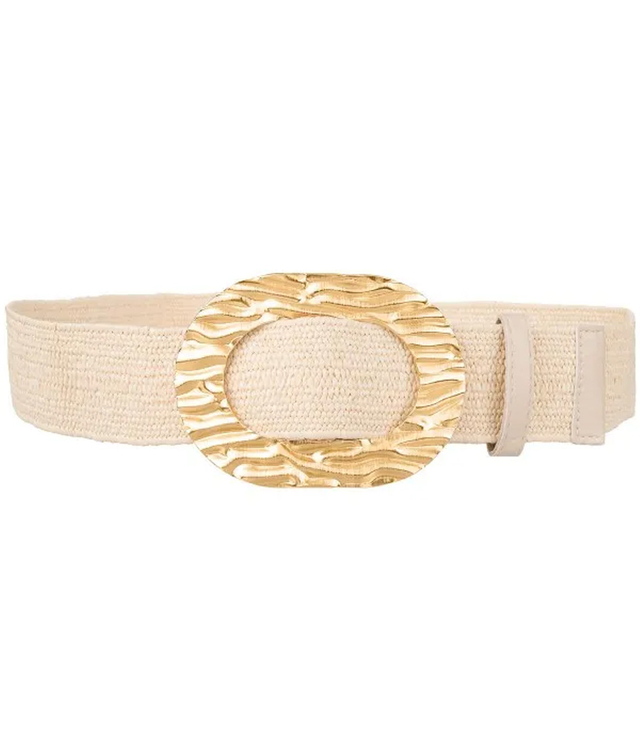 Braided women's belt with large buckle