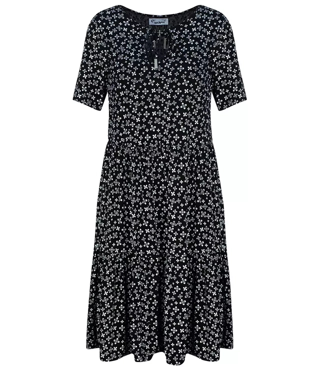Trapeze summer dress with a white MIDI print