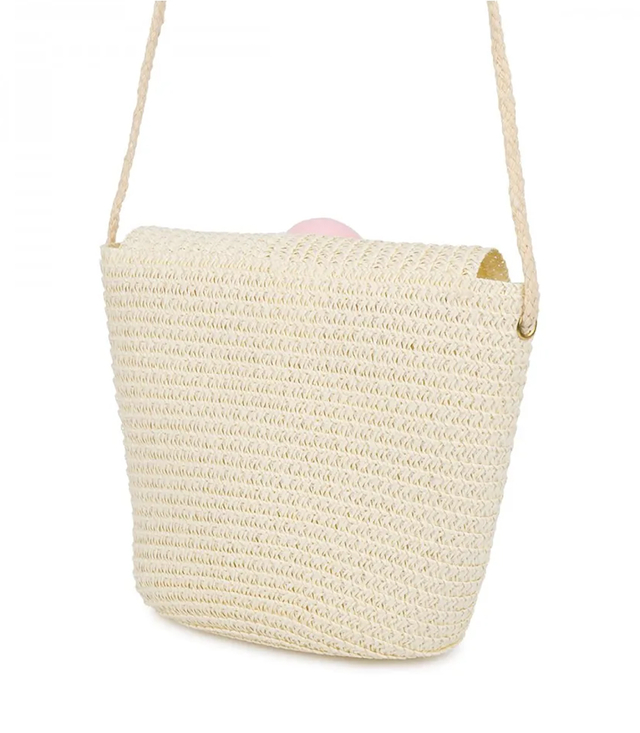 Children's handbag boho straw with flower summer shoulder bag girls' handbag