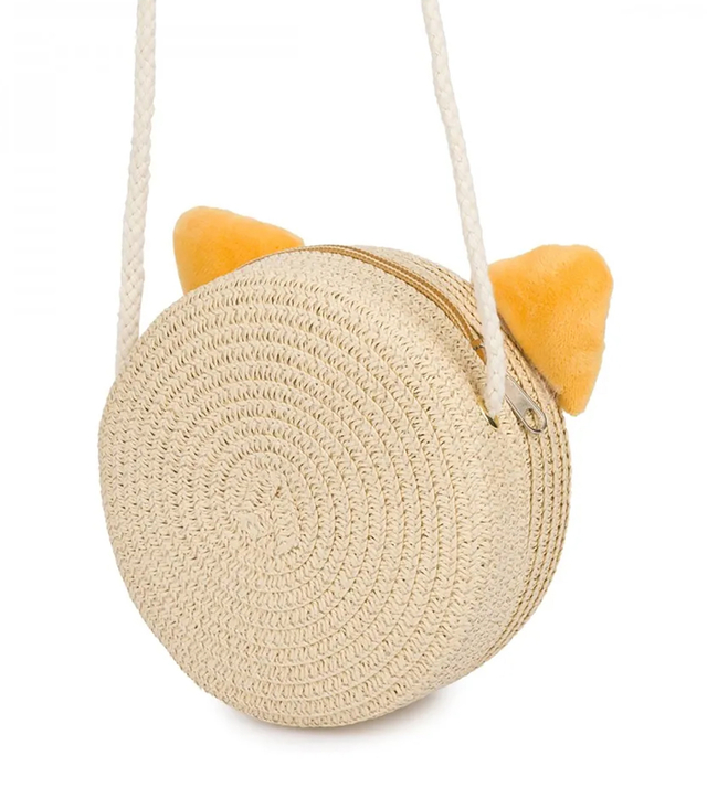 Children's Round Handbag with Cat Ears for Girls