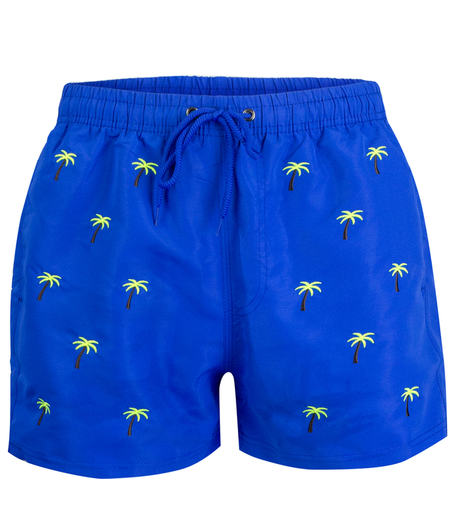 Swimming shorts decorated with a summer pattern on the front