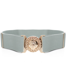 Women's belt with gold lion adjustable elastic