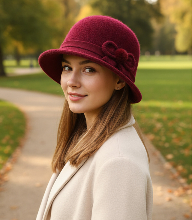 Women's cloche hat with bow