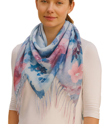 Women's scarf with floral pattern 100x100