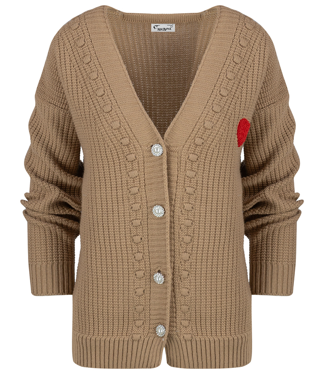 Warm and cozy women's sweater with decorative buttons and heart LOVE