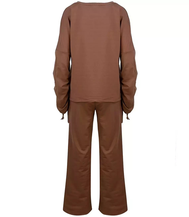 Dres spodnie dzwony bluza dopasowany komplet 