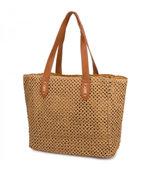 Large braided shoper bag Stylish with inscription PARIS