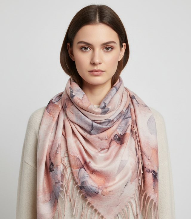 Delicate elegant women's shawl shawl with tassels