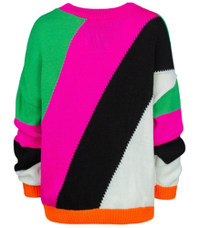 LINDA women's sweater with colorful twill stripes