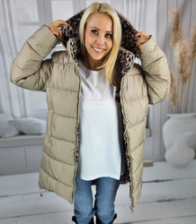 Long, reversible transitional jacket with a hood, warm MIA