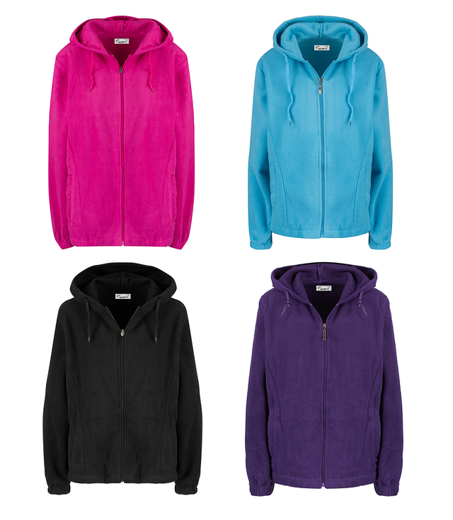 Warm fleece zippered sweatshirt with hood ALMA