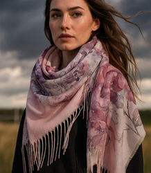 Women's scarf with floral pattern 100x100