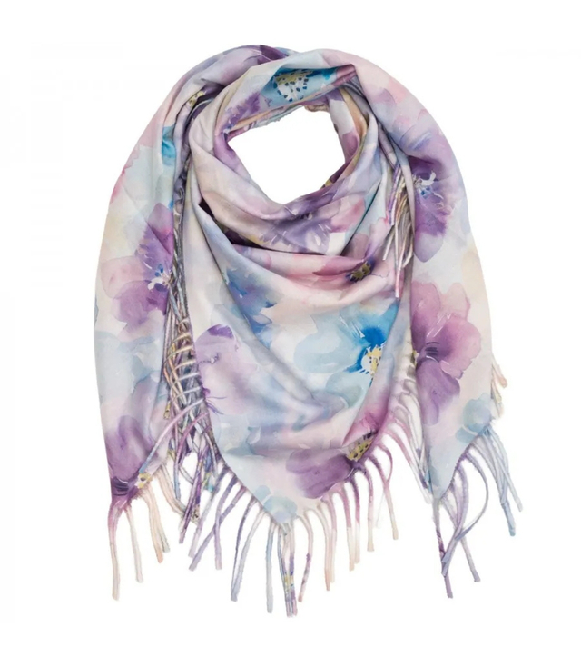 Floral women's scarf shawl with tassels