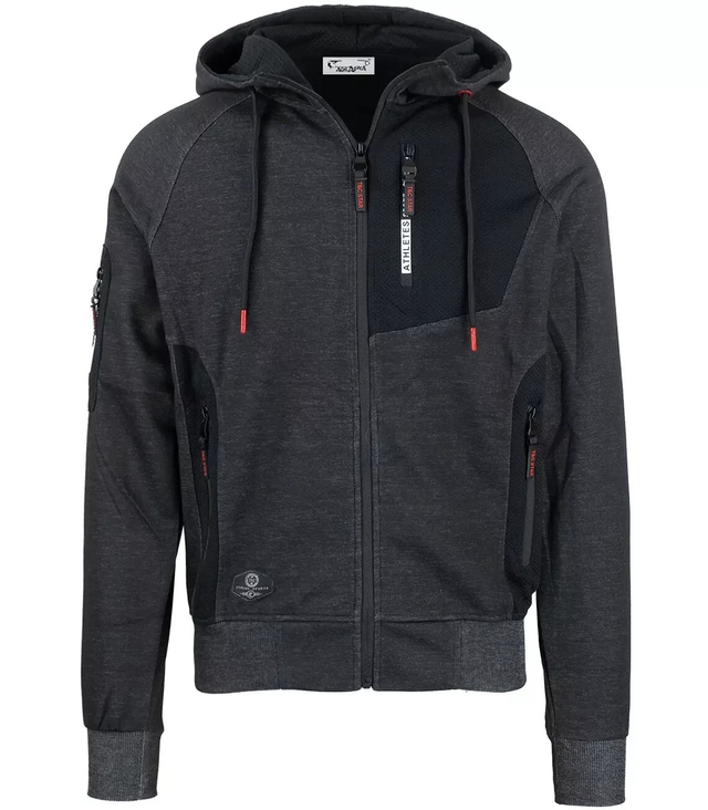 Hybrid men's transitional sweatshirt jacket with patches