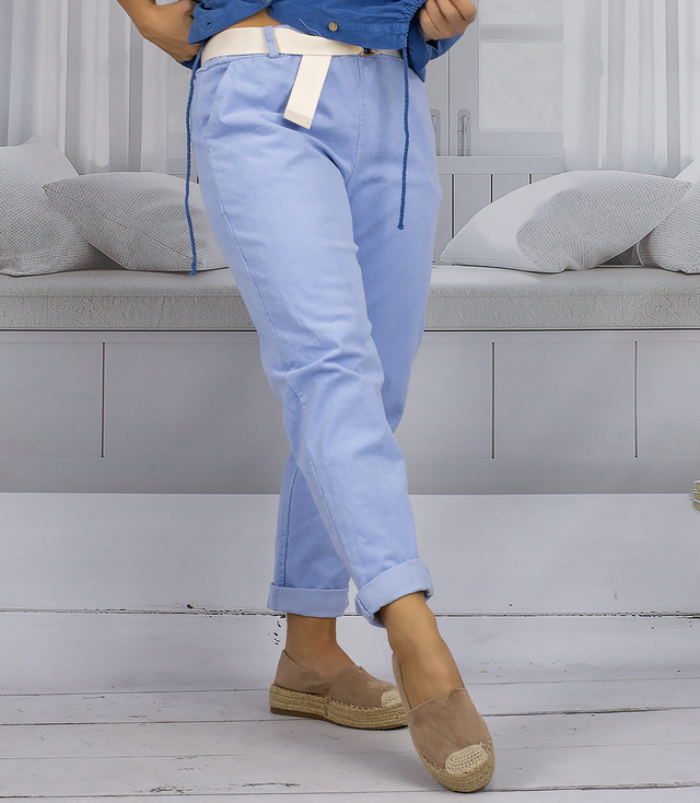 Spodnie MOM JEANS sztruksowe komplet z paskiem BAWEŁNA