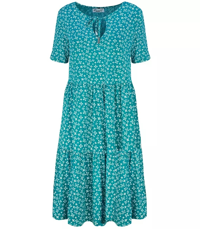 Trapeze summer dress with a white MIDI print