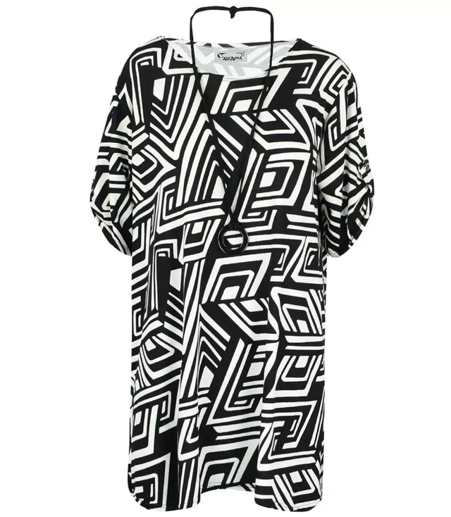 VALERIA patterned blouse tunic with pendant