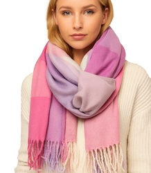 Women's checkered fringed scarf 190x80