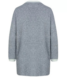 Cardigan straight sweater with white piping LUCY