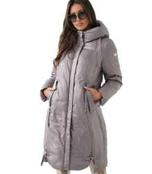 Long elegant women's winter coat insulated delicate sheen REGINA