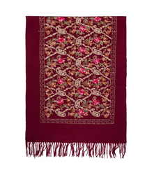 Women's folklore scarf with flower motif and tassels