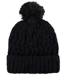 Warm women's beanie with pompom wave weave autumn winter hat 