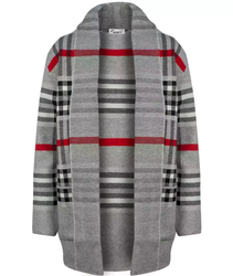 WARM Sweater. Checkered cardigan overlay