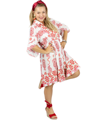 Luźna sukienka boho midi z falbankami PALOMA