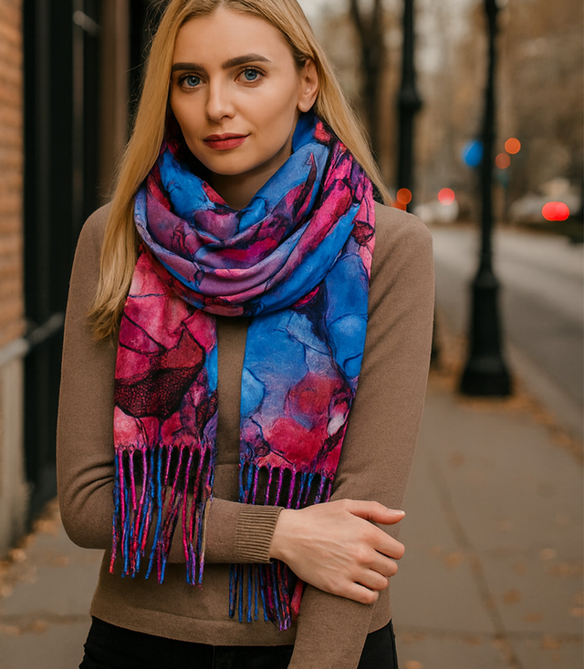 Elegant scarf with tassels