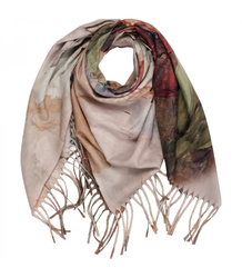 Elegant scarf large flowers with tassels