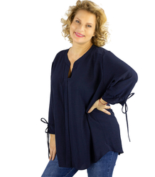 Elegant oversize tunic shirt with ties on sleeves SOPHIE