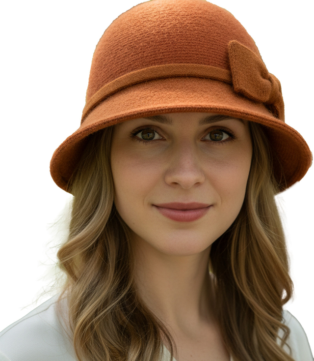 Women's cloche hat with bow