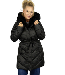 Women's long coat jacket with fur collar DIVA