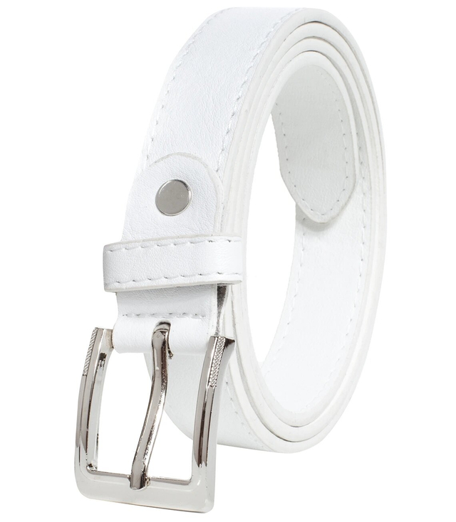 Smooth women's eco leather belt with silver buckle 2.3 cm