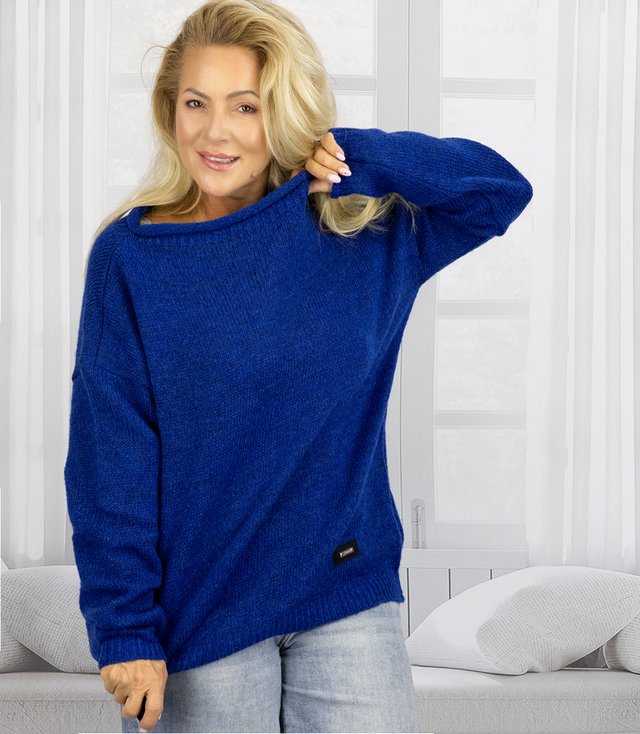 Warm women's oversize sweater boat neckline MARLENA