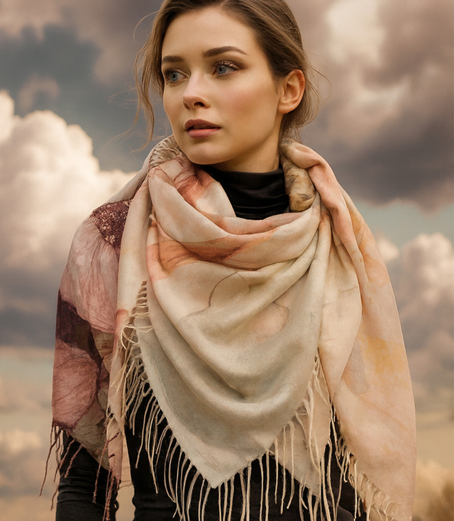 Women's scarf with floral pattern 100x100